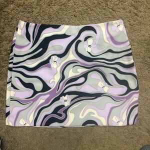 Dynamite Women's Mini Skirt in Purple and Black Swirl